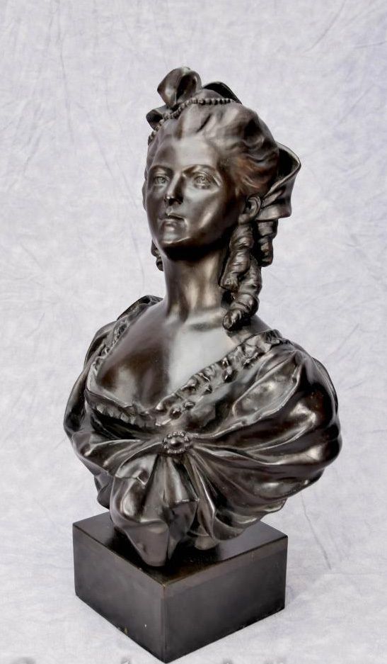 French Bronze Bust Marie Antoinette Casting Statue Queen Of France photo vinterior