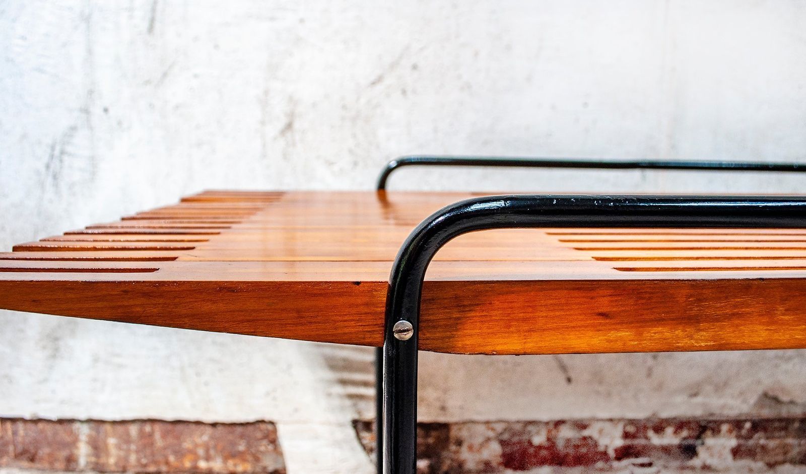 Cherry And Metal Coffee Table In The Style Of Ettore Sottsass, Italy, 1950s photo vinterior
