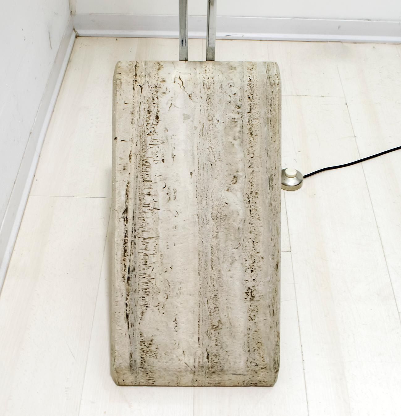 photo furniture Mid Century Modern Italian Steel And Travertine Floor Lamp, 1970s