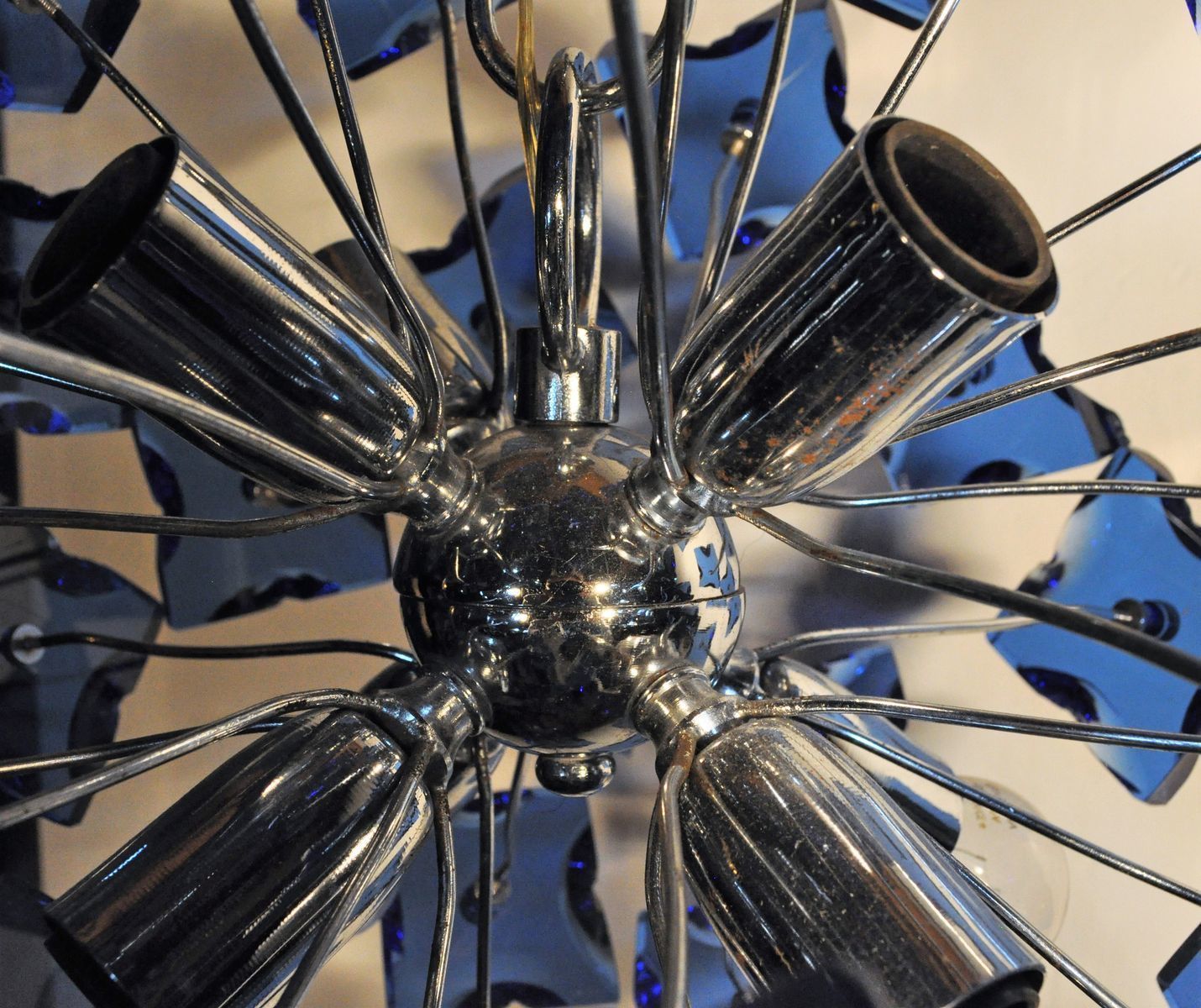 Blauwe Hanglamp, Jaren 1970 photo for sale