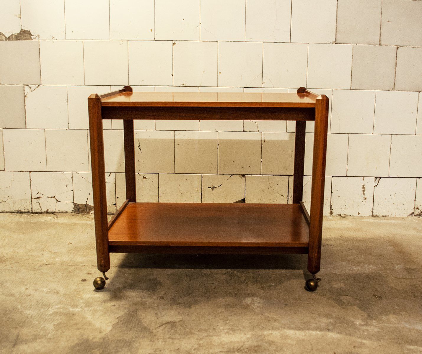 Italiaanse Teakhouten Trolley, Ca. Jaren 1950
