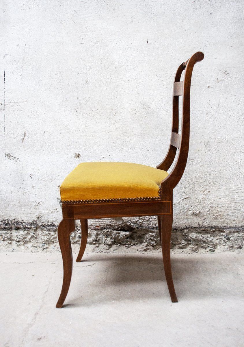 Antieke Italiaanse Houten Eetkamerstoelen In Empire Stijl, Set Van 4 photo for sale