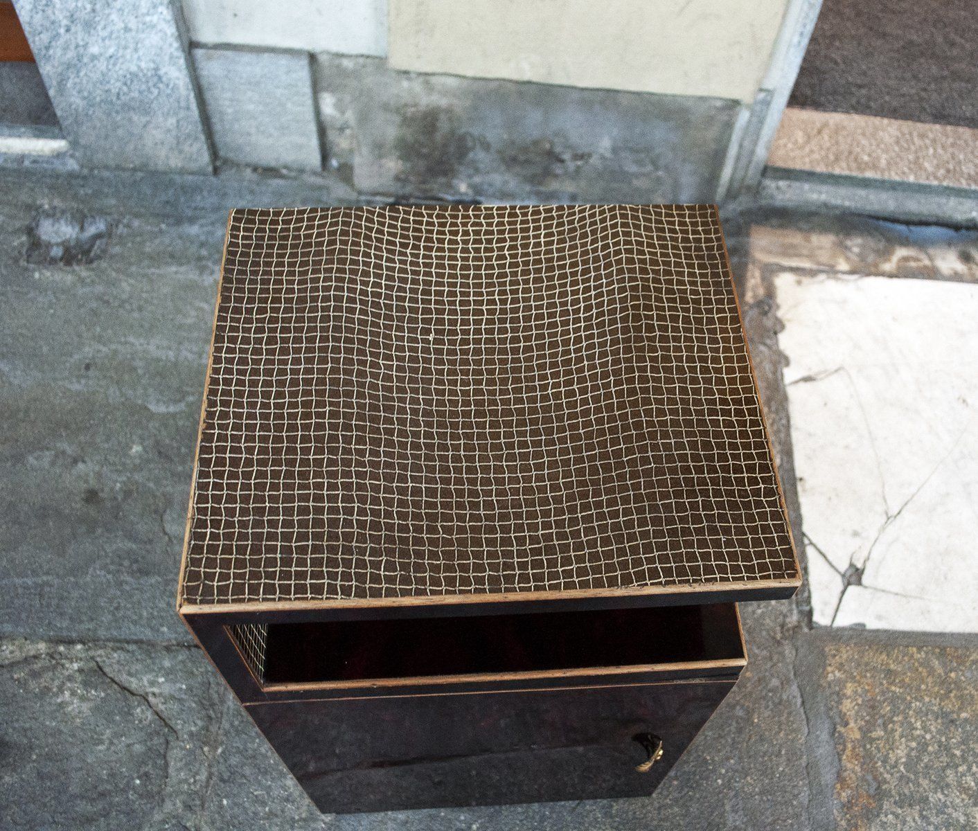 Art Deco Italian Brass And Wood Nightstand, 1930s photo buy