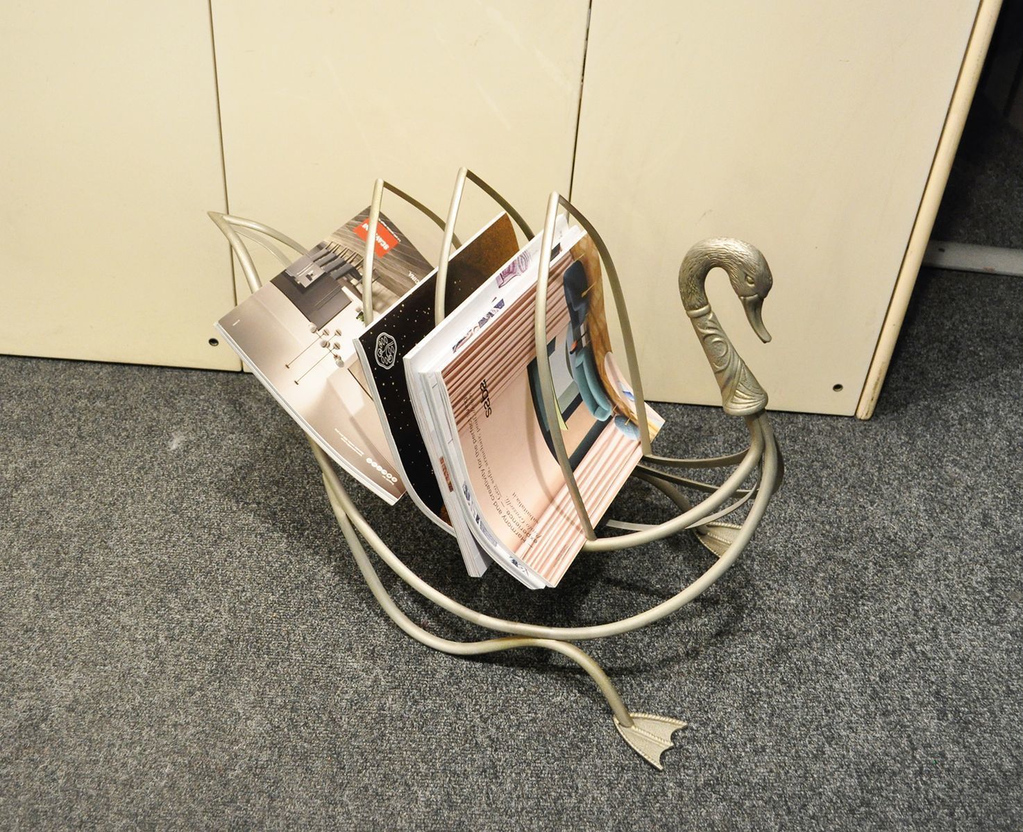 Italian Nickel Plated Brass Magazine Rack, 1970s photo furniture