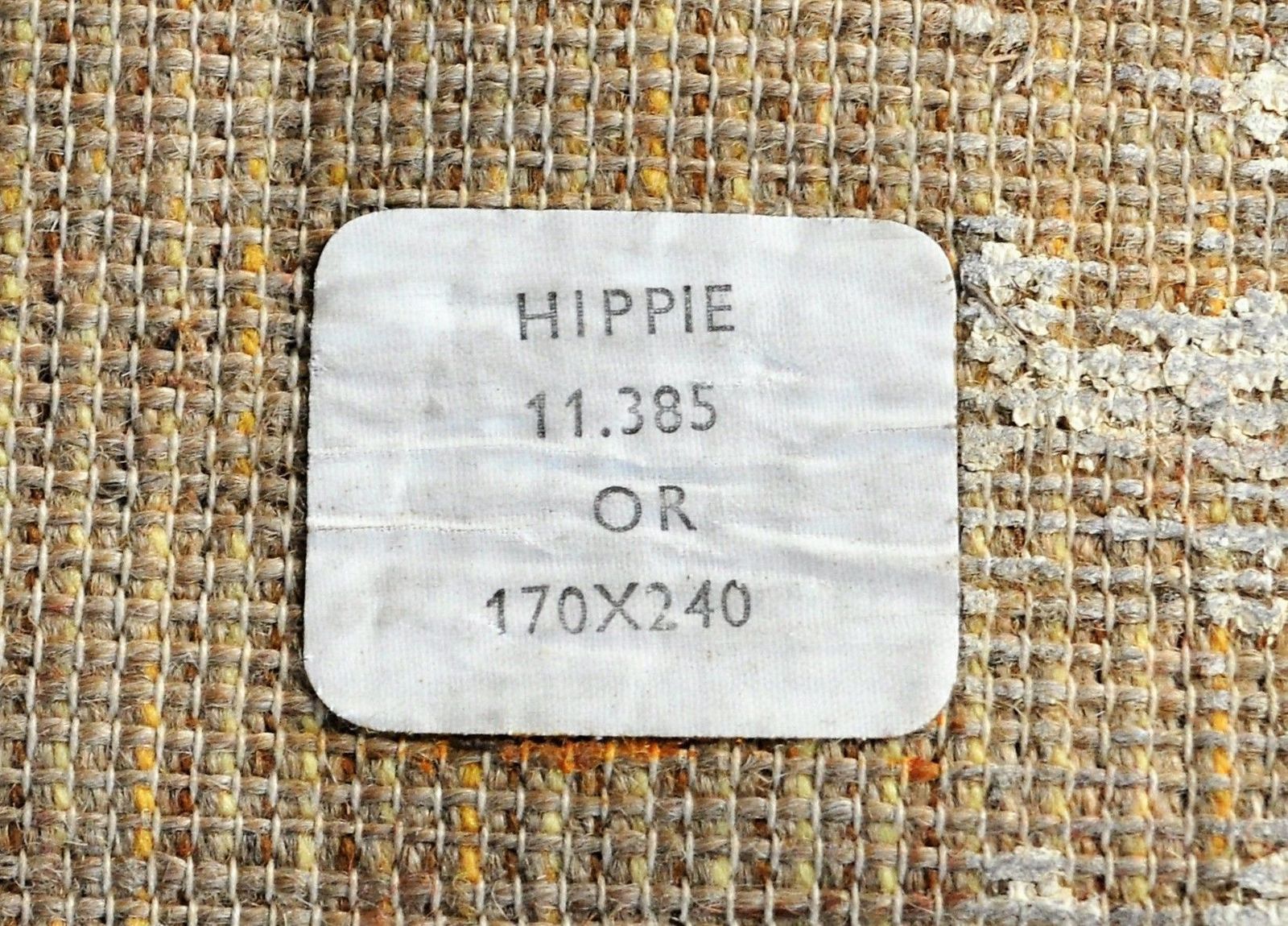 Geel Hippie Mozaïek Tapijt, Jaren 1970 photo Textiel