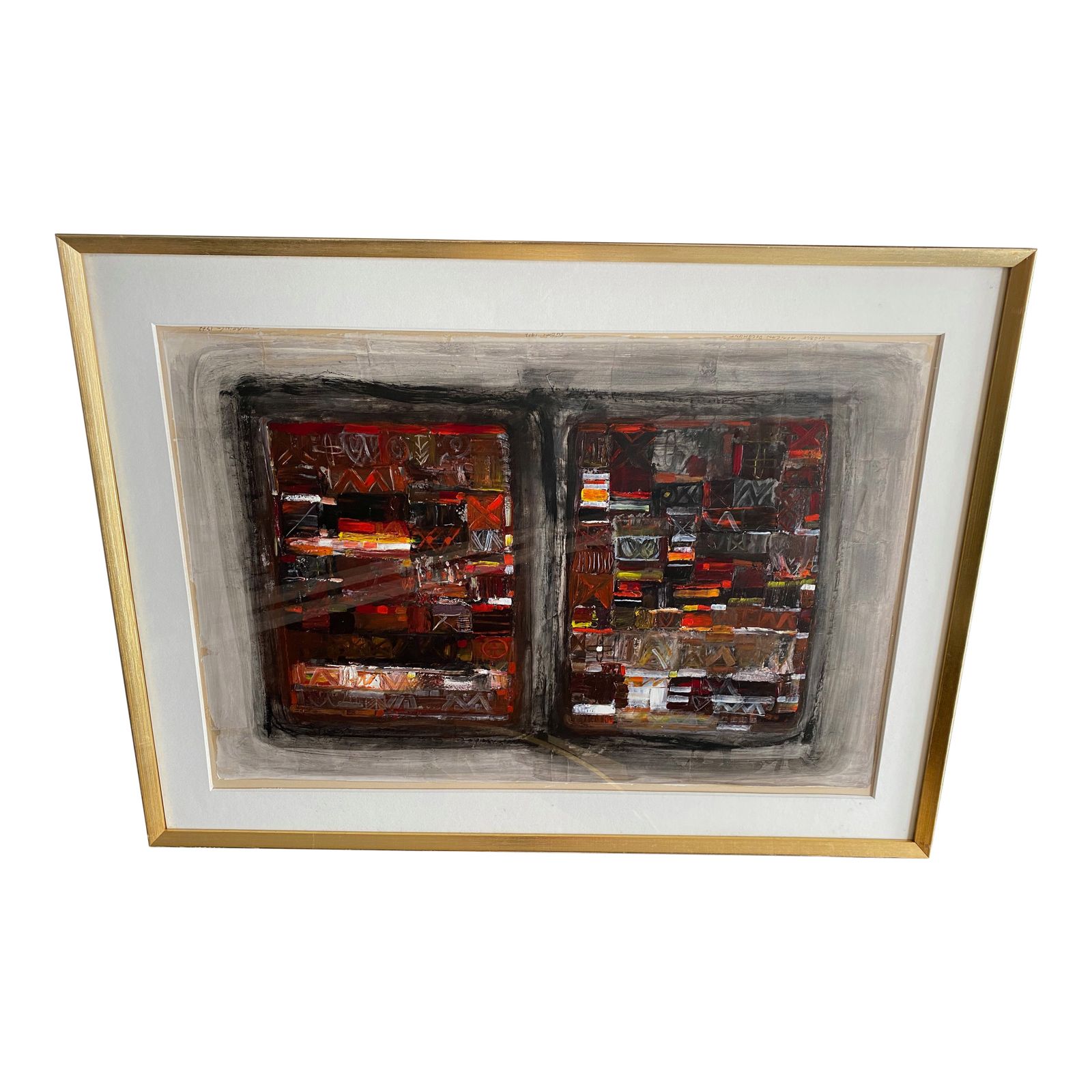 Vintage 1970s Danish Mixed Media Painting photo vinterior