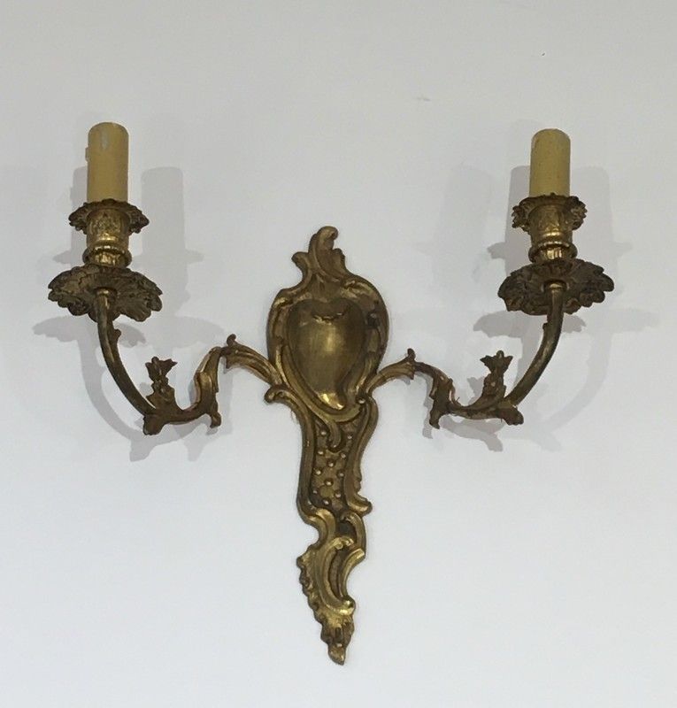 Bs 612: Pair Of Louis The 15th Style Bronze Wall Sconces. French. Circa 1920 photo furniture