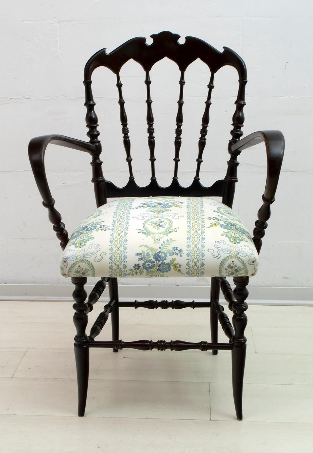 Pair Of Giuseppe Gaetano Descalzi Midcentury Italian Chiavari Armchairs, 1950s photo vintage
