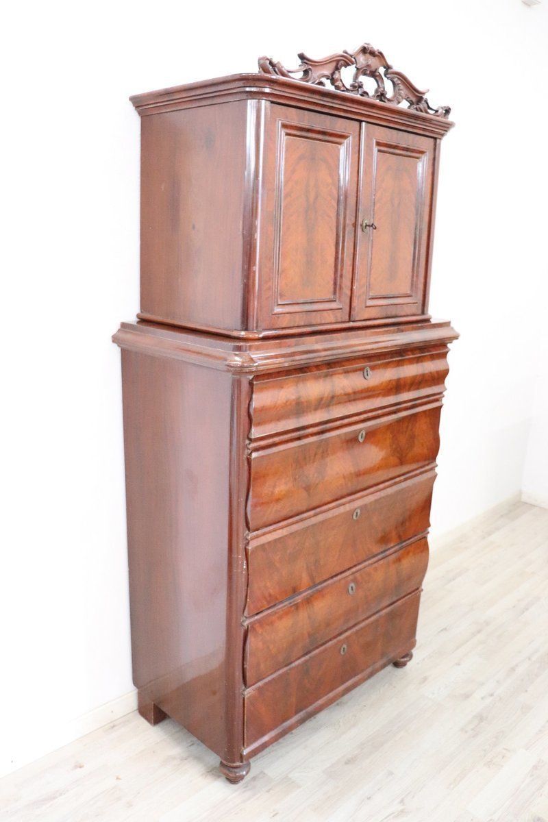 Antique Mahogany Tall Chest Of Drawers, 1850s photo Furniture