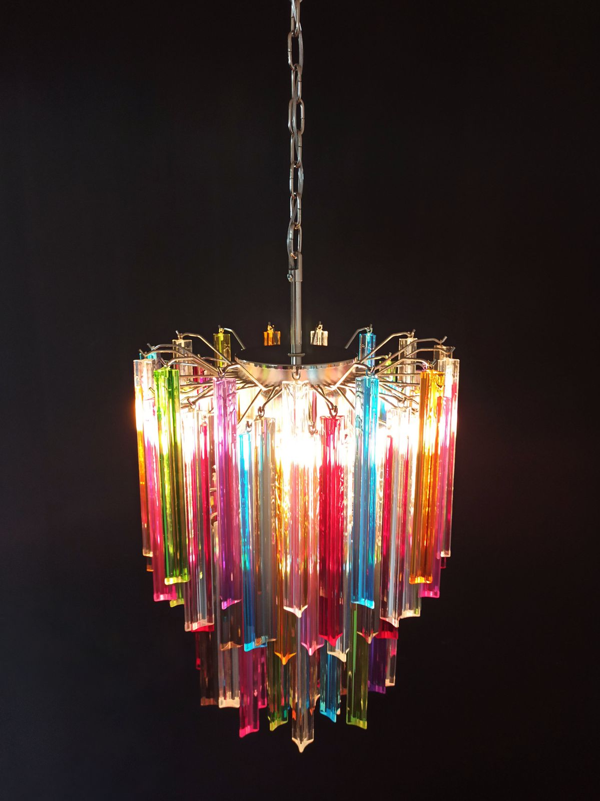 photo for sale Murano Chandelier Multicolor Triedri – 107 Prism   Mariangela Model
