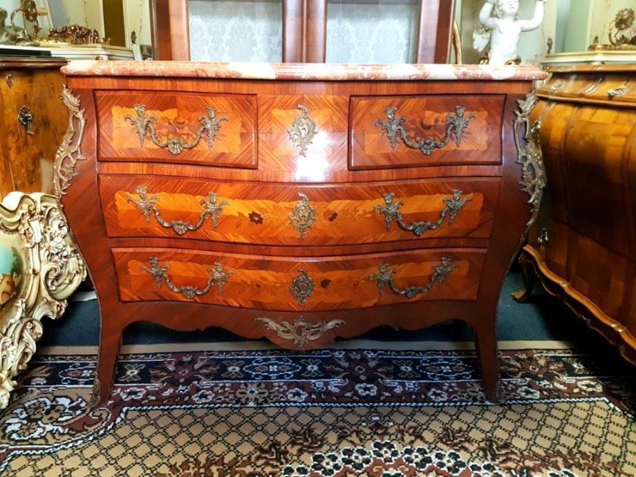 French Chest Of Drawers With Brass Applications And Marble Slab photo buy