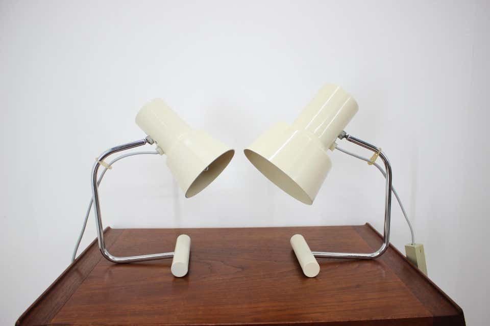 Set Of Two Beige Table Lamps Designed By Josef Hůrka For Napako 1970´S photo furniture