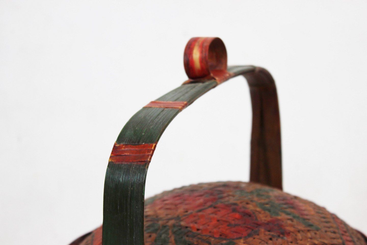 Chinese Bread Basket With Original Red Paint From Around The 1880s. photo 465.0