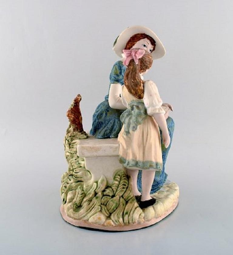 Pal, Spain, Large Sculpture In Glazed Ceramics, Mother With Daughter, 1980s photo Home Decor