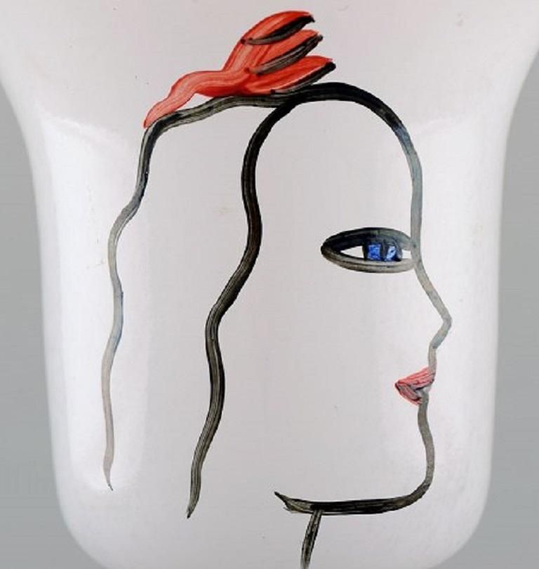 Ulrica Hydman Vallien For Kosta Boda, Hand Painted Wine Glass In Art Glass photo Home Decor