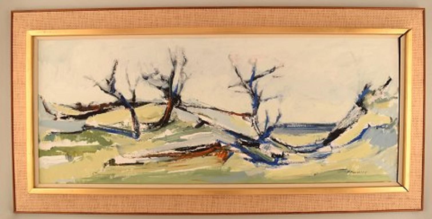 Torgny Forsberg, Swedish Painter, Oil On Board, Modernist Landscape photo furniture