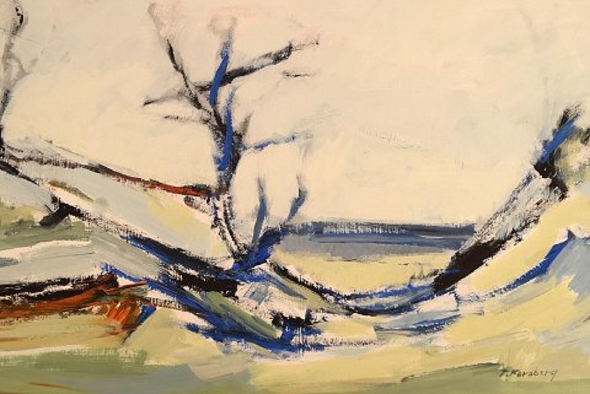Torgny Forsberg, Swedish Painter, Oil On Board, Modernist Landscape photo for sale