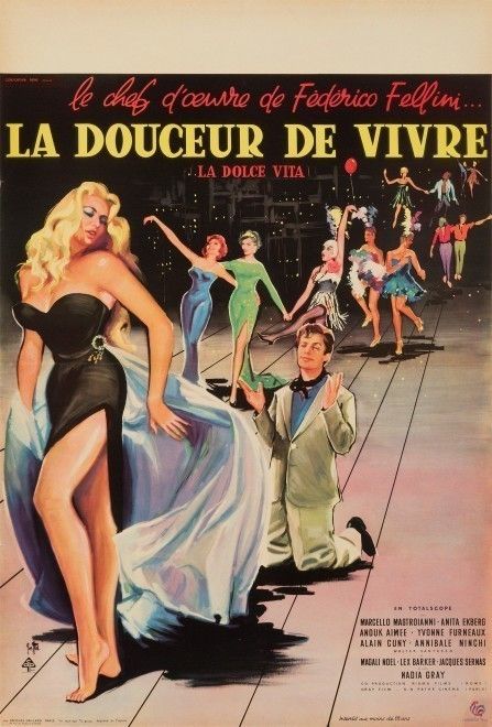 'La Dolce Vita' Original Vintage French Film Poster By Yves Thos, 1960