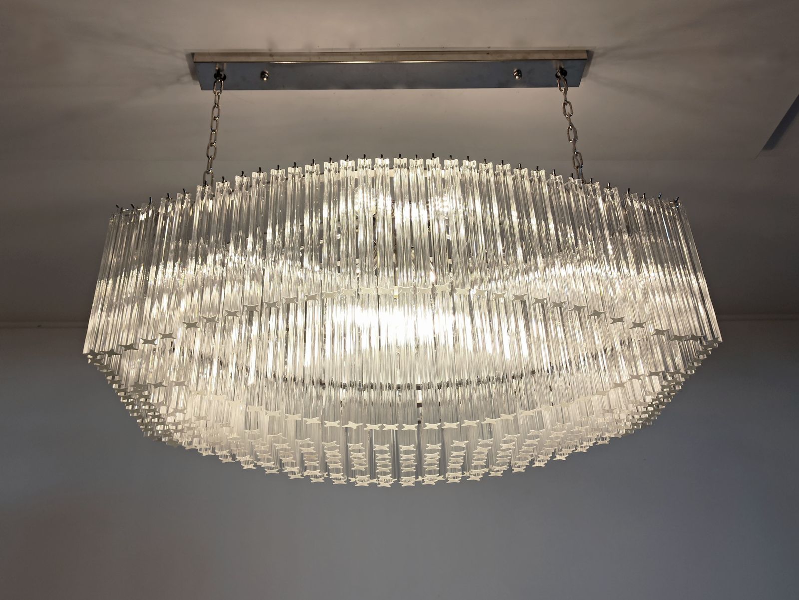 Extraordinary Quadriedri Murano Glass Chandelier   292 Clear Prism Quadriedri   Pagoda photo for sale