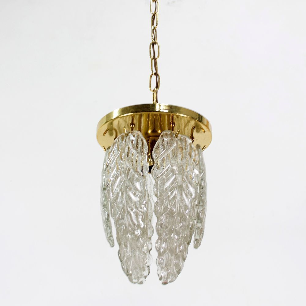 photo furniture Italian Brass And Murano Glass Ceiling Lamp In The Sryle Of Mazzega, 1970s