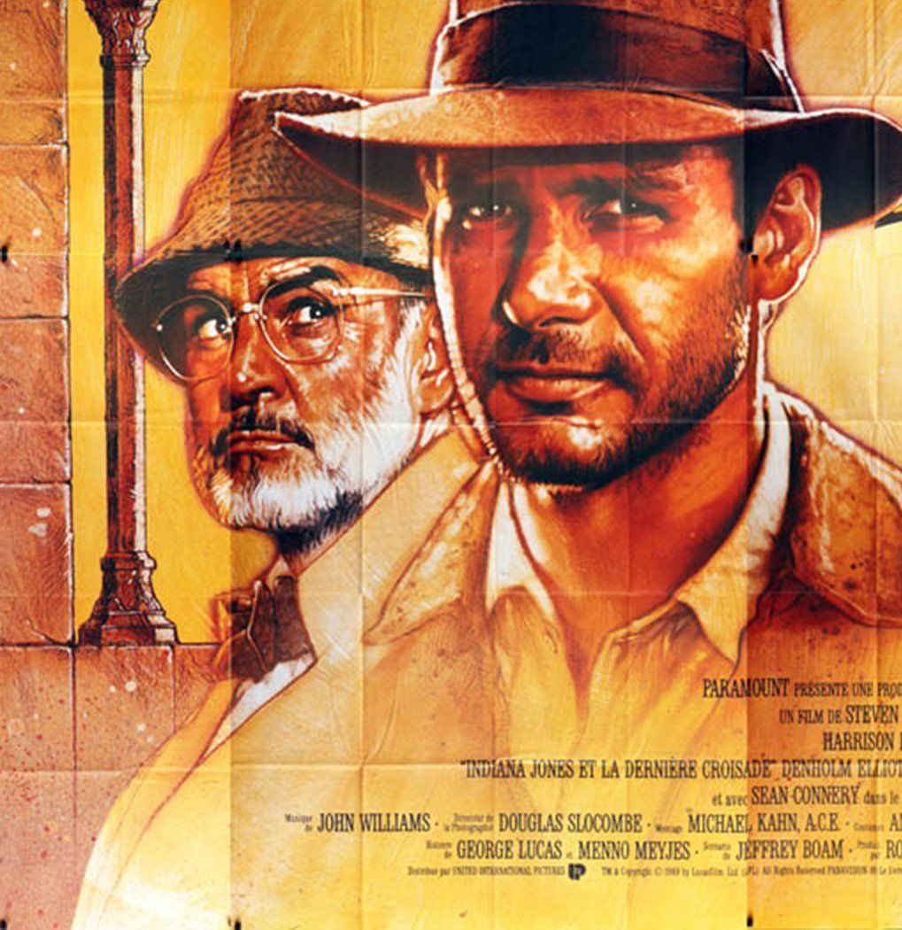 Indiana Jones And The Last Crusade 1989 French 8 Sheet Film Movie Poster, Struzan photo Art