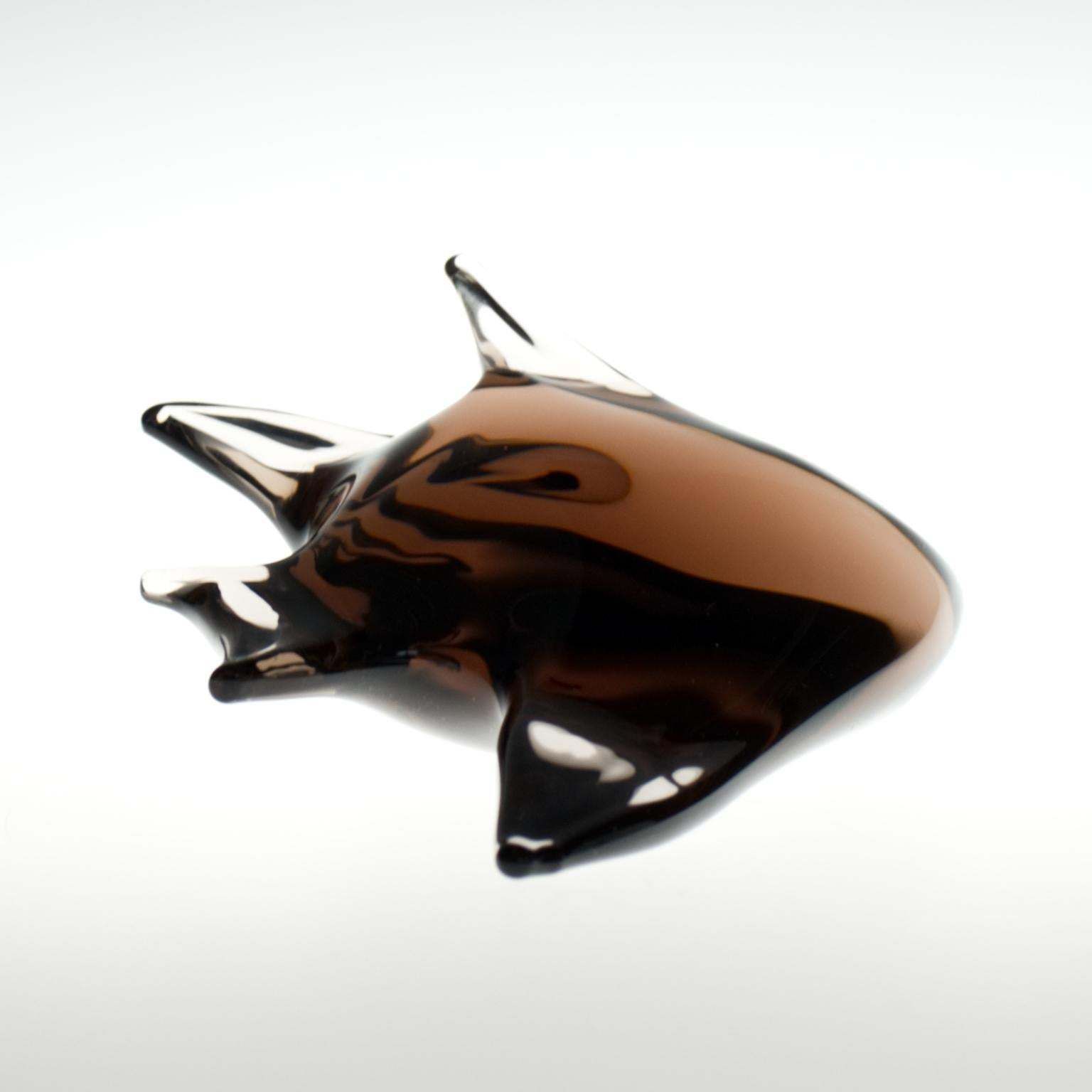 Mid Century Art Glass Fish Sculpture By Miloslav Janku For železný Brod, 1960s photo 203.0