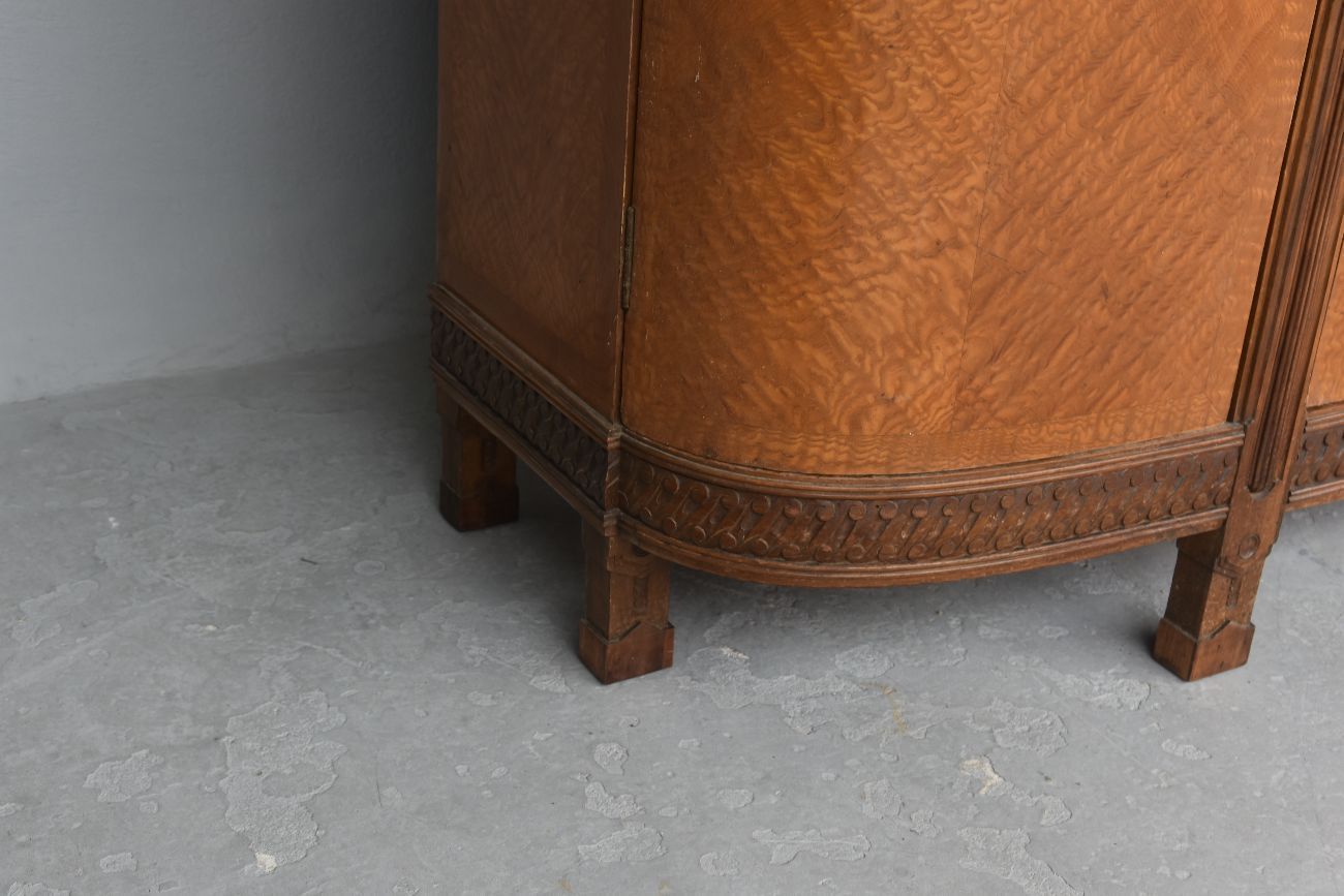 1900 Art Nouveau Mahogany Mirrored Cabinet With Maple Burl photo vinterior