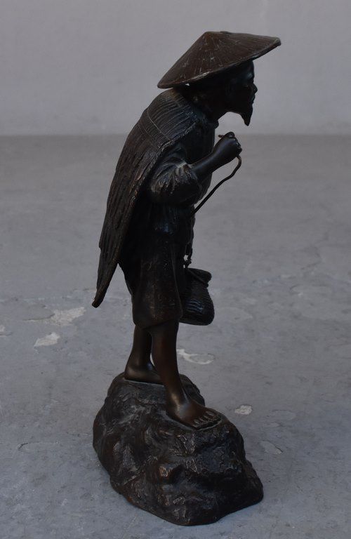 Vietnamese Bronze Peasant In Hat photo furniture