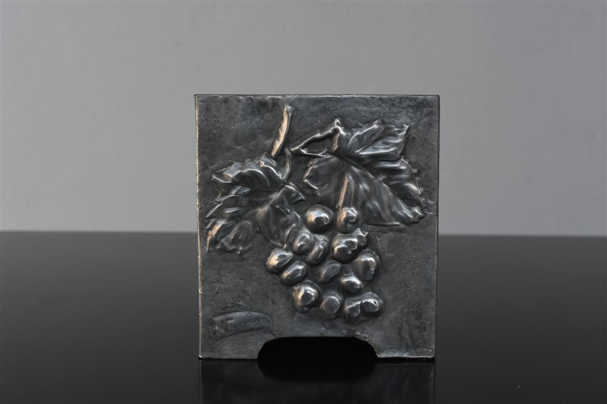 Art Nouveau Pewter Flowerpot With Grape Clusters 1900 photo furniture