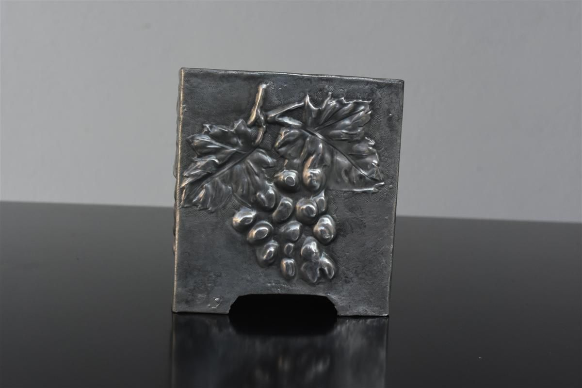 Art Nouveau Pewter Flowerpot With Grape Clusters 1900 photo 113.0