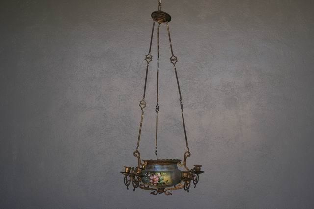 Hanging Chandelier In Painted Bronze photo furniture