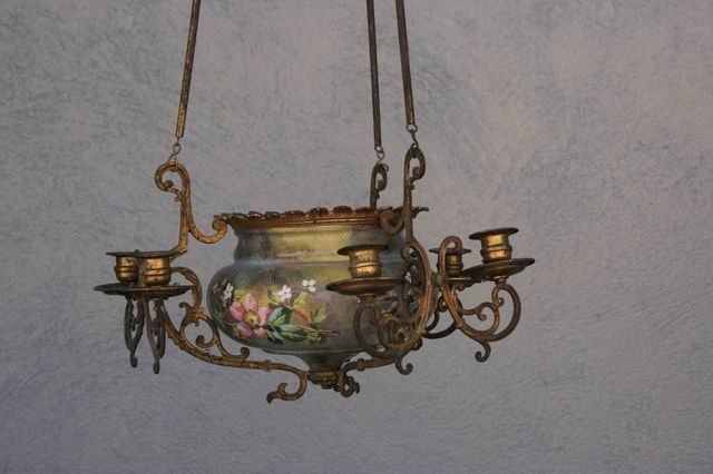 photo for sale Hanging Chandelier In Painted Bronze