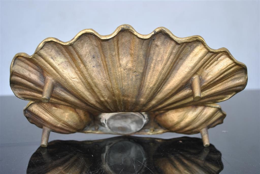 Inkwell In Gilded Bronze Shell Saint Jacques Xi Xth photo furniture