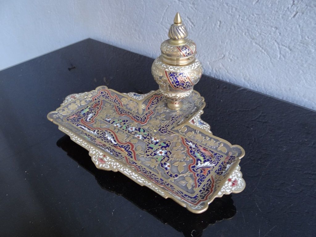 Inkwell In Bronze And Cloisonné Of Paris Napoleon III photo for sale