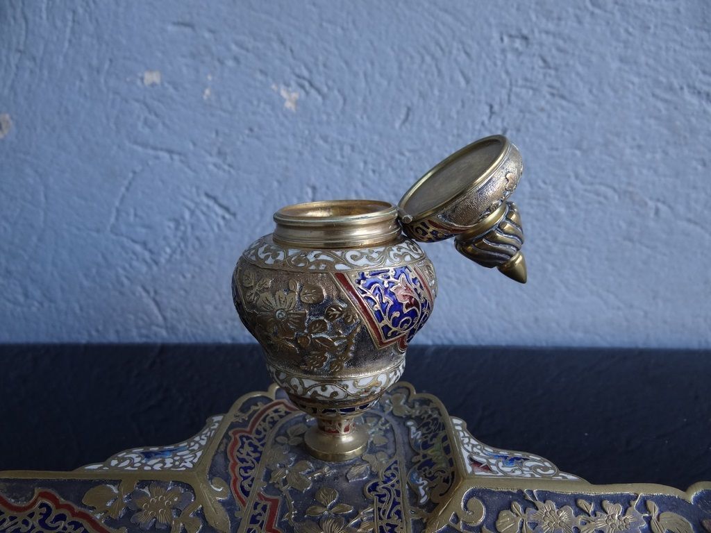 photo buy Inkwell In Bronze And Cloisonné Of Paris Napoleon III