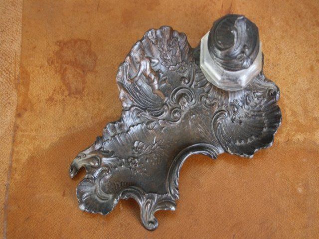 Rocaille Style Pewter Inkwell For Baby photo furniture