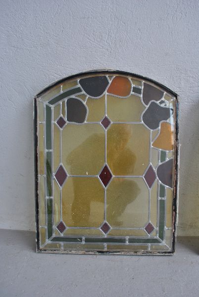 Stained Glass Window With Geometric Shapes Birds photo for sale
