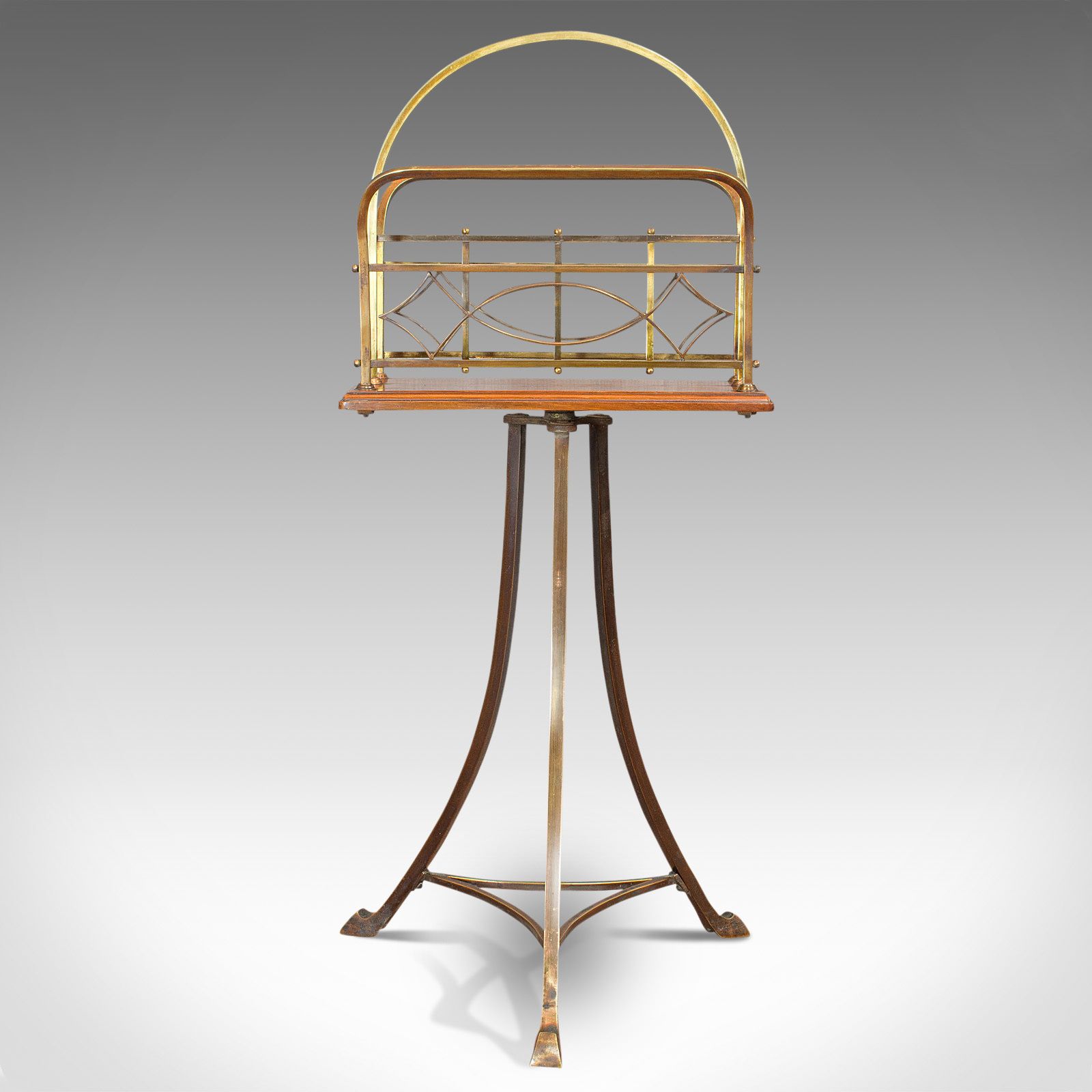 Antique Newspaper Stand, French, Walnut, Brass, Magazine, Music Rack, Victorian photo furniture