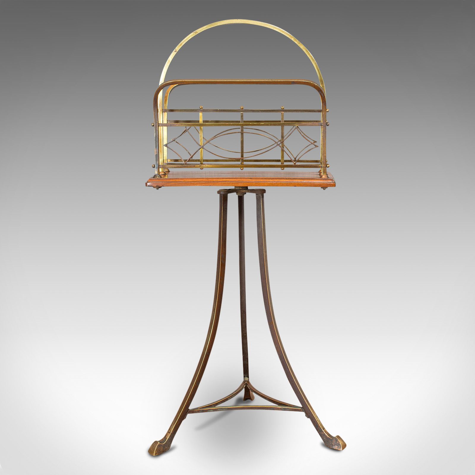Antique Newspaper Stand, French, Walnut, Brass, Magazine, Music Rack, Victorian photo vinterior
