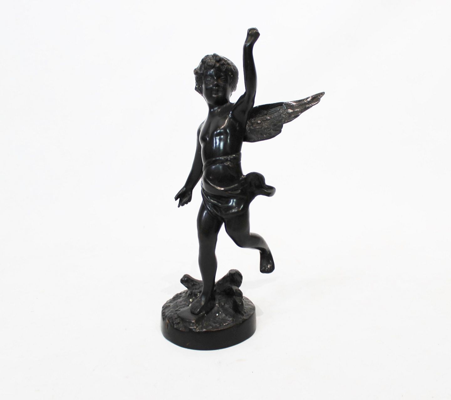 Italian Sculpture Of Patinated Bronze Angel Motifs From 1930s.