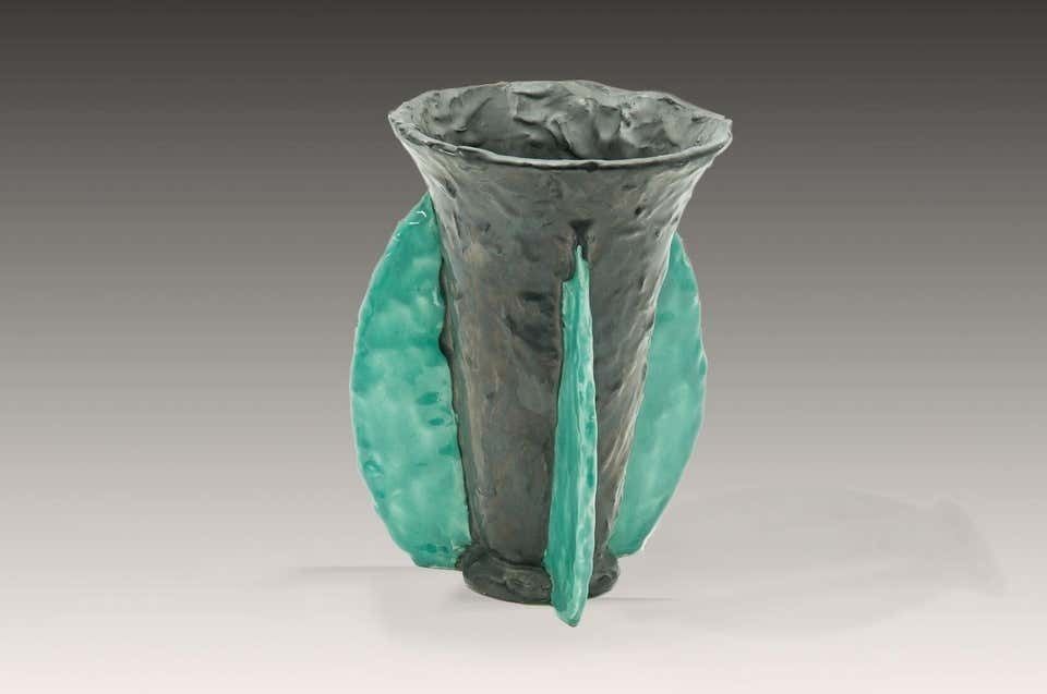 Vase In Ceramic By J Massier From Vallauris 1950, Blue And Black Color, France photo 420.0