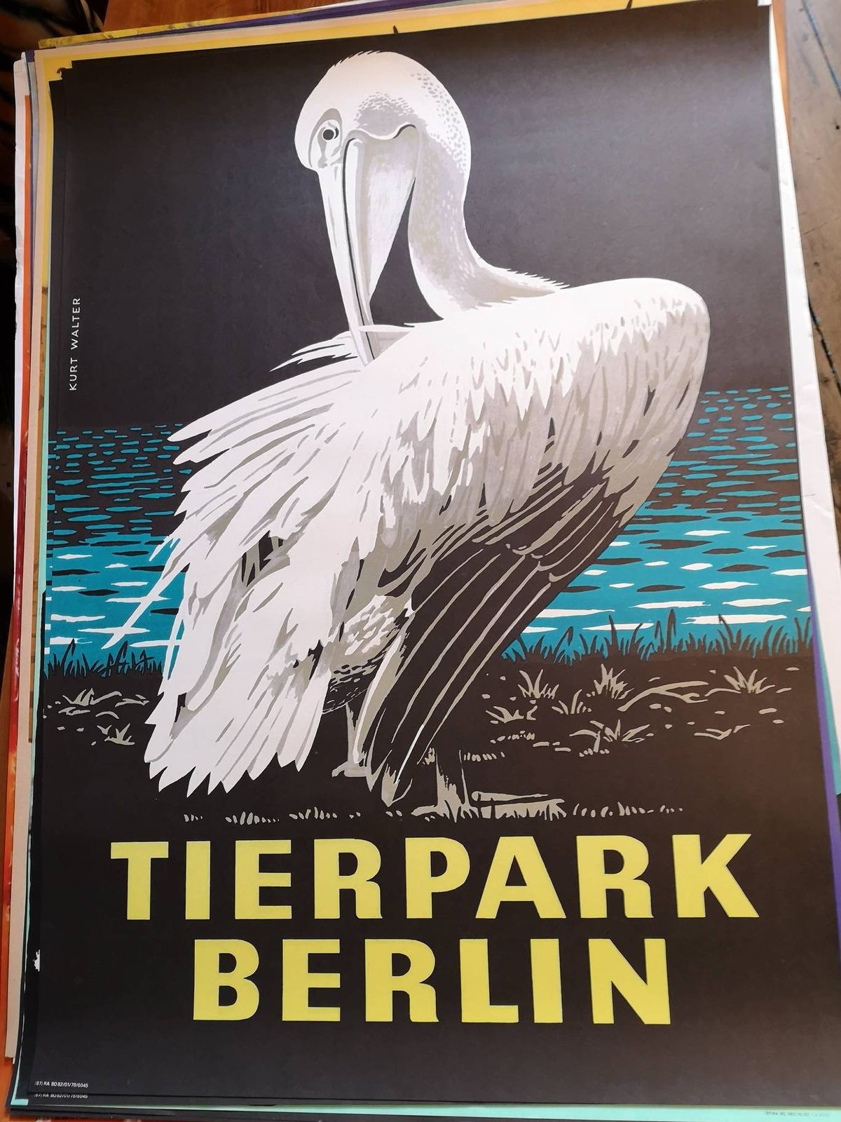 Vintage 1970s Tierpark Berlin Original Zoo Poster Advertising Of A Pelican