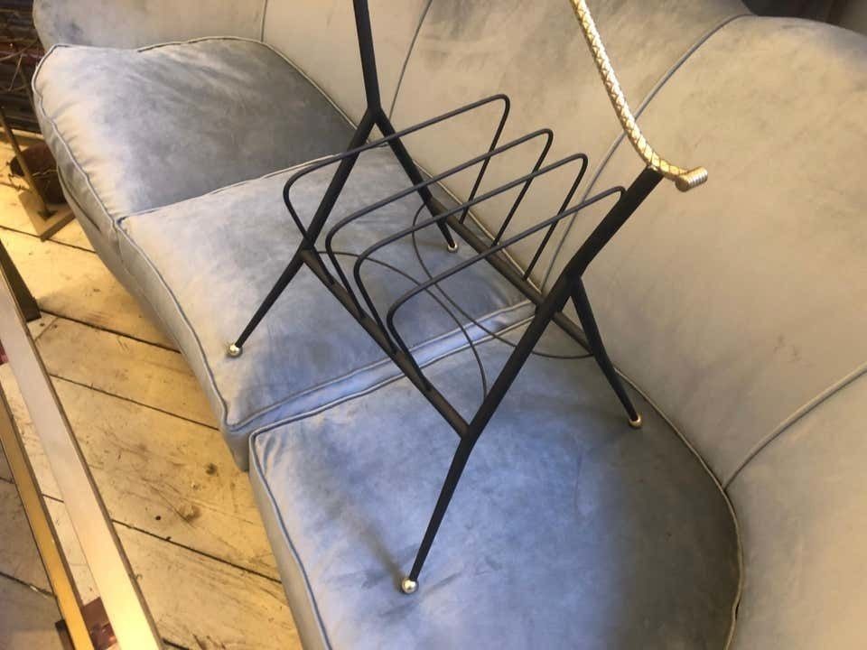 Mid Century Modern Metal And Brass Italian Magazine Rack, Circa 1950 photo furniture