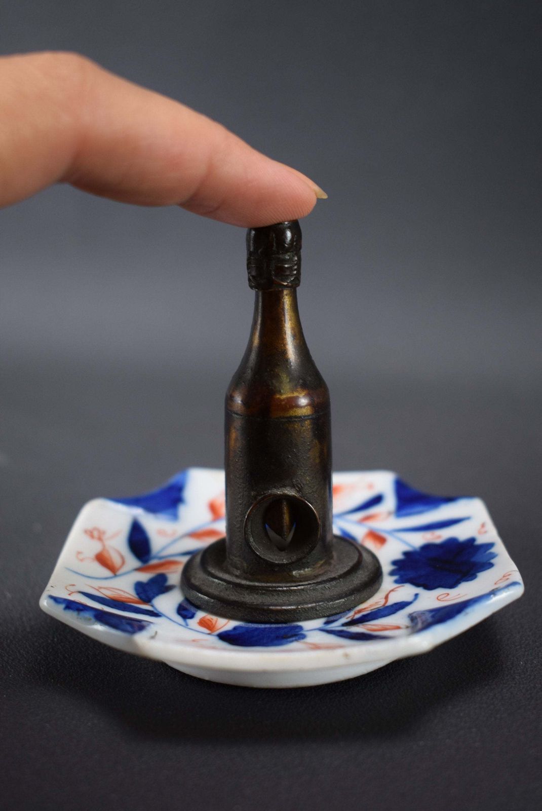 Rare French Antique Bayeux Porcelain Cigar Cutter Champagne Bottle photo furniture