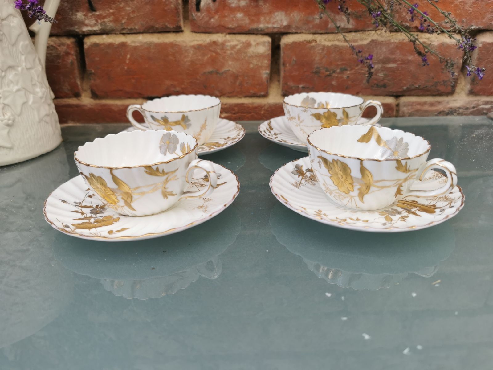 4 Bishop And Stonier Antique Ogier Demi Tasse Coffee Cups And Saucers photo furniture