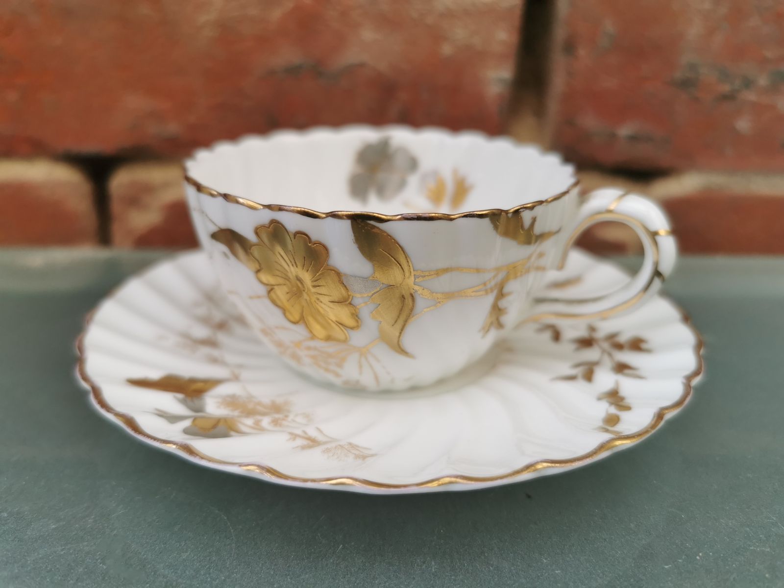 4 Bishop And Stonier Antique Ogier Demi Tasse Coffee Cups And Saucers photo vintage