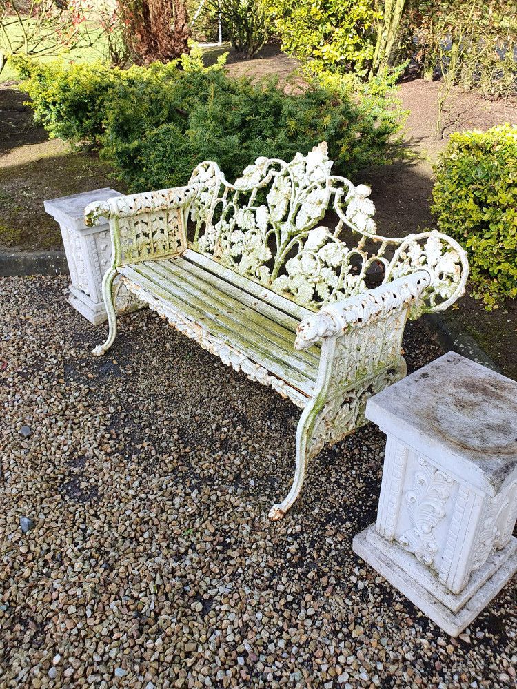 Cast Iron Dog Head And Fern Garden Seat photo for sale