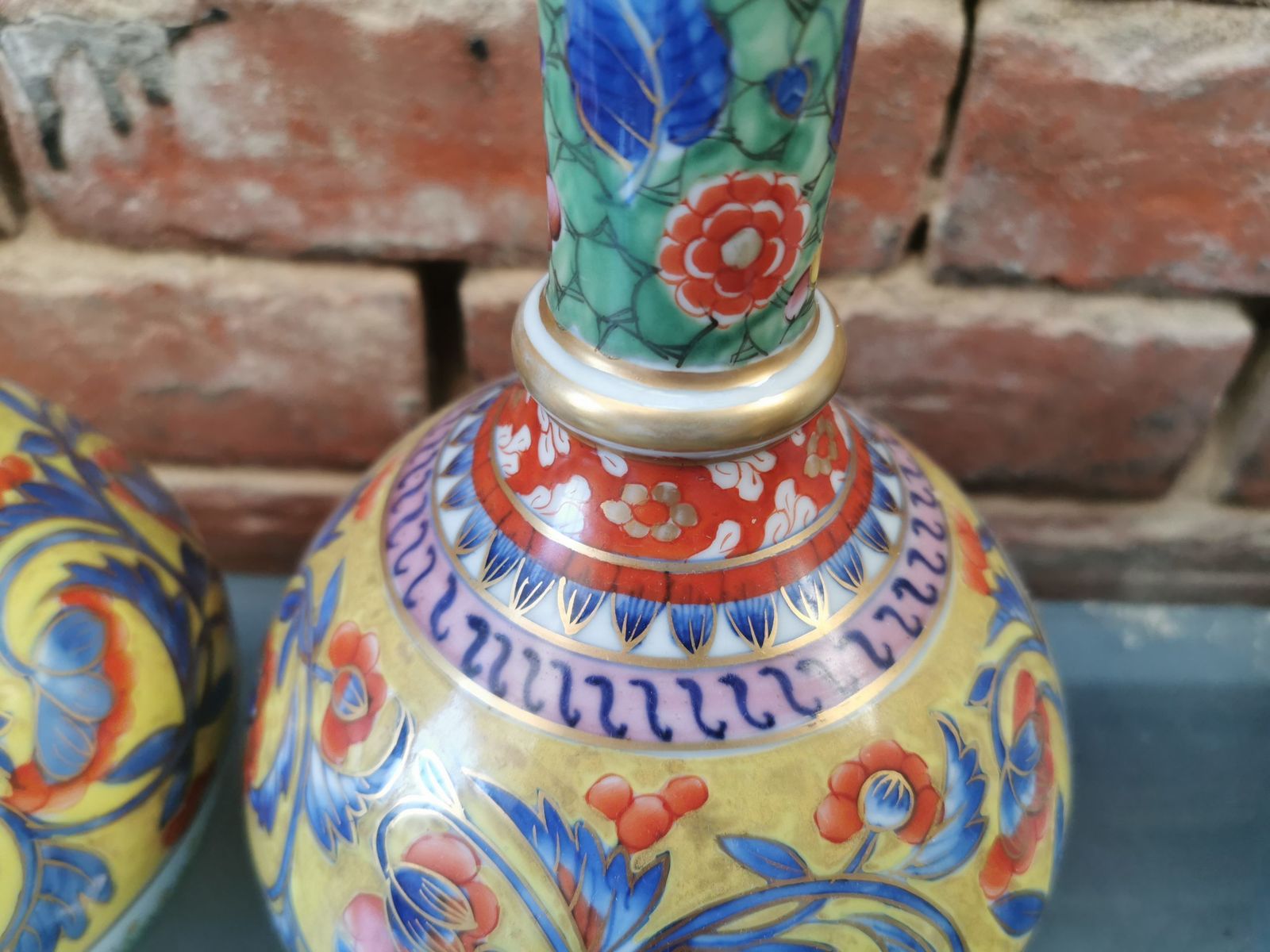 Pair Of Antique Clobbered Ware Vases, Probably French Dating From Late 19th Century photo vintage