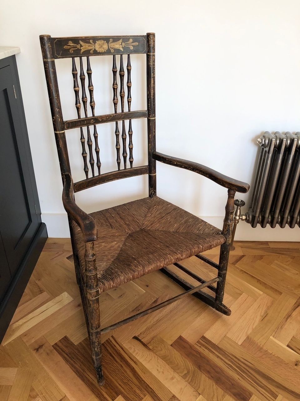 Regency Rocking Armchair In Original Paint. Rare Antique Country Chair. photo for sale