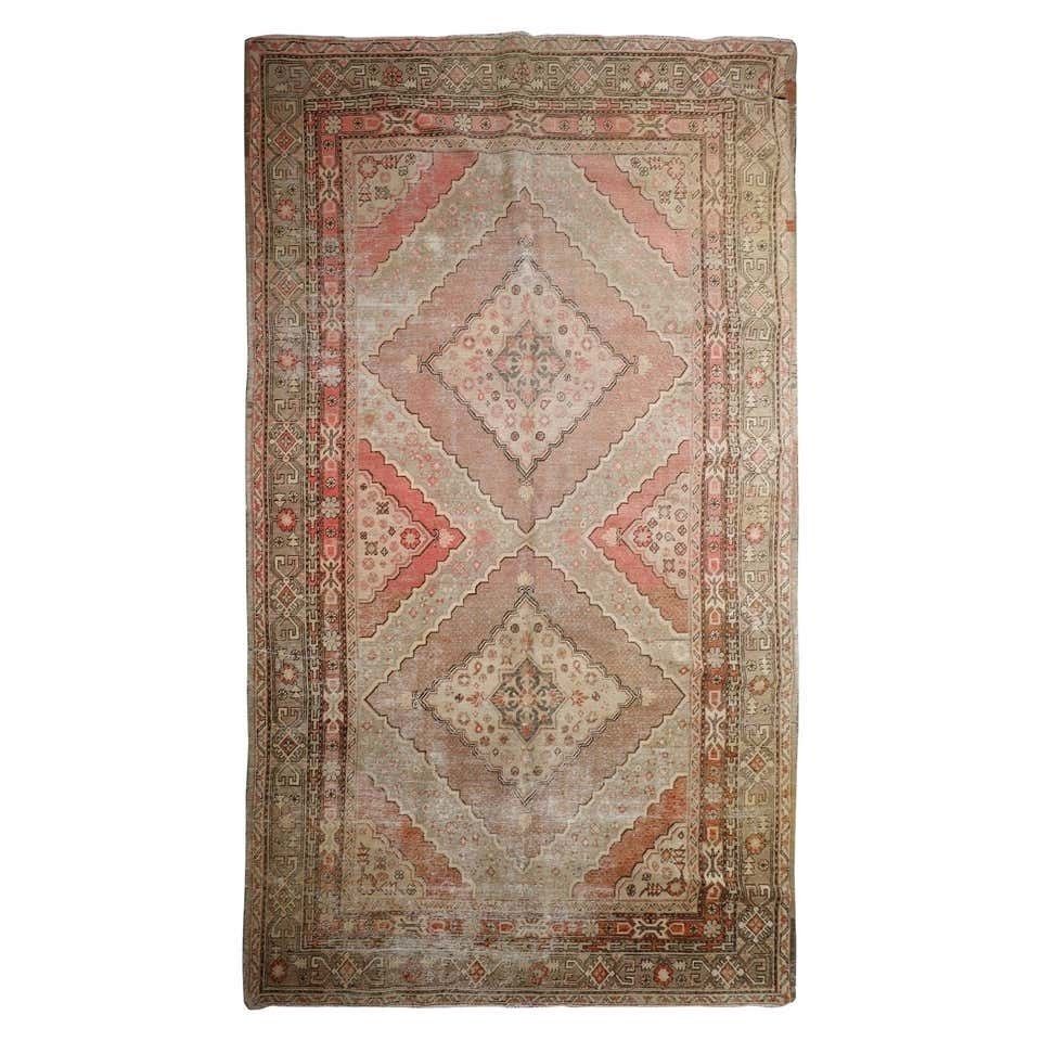 Rust Traditional Antique Handmade Khotan Rug, Pink Wool Central Area Rug Sale